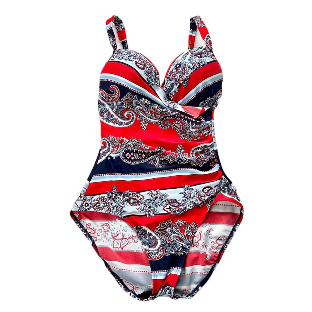 NEW Liz Claiborne Ruched Front One Piece Swimsuit
